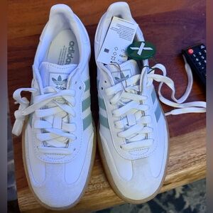 Women’s Adidas White and Sage Green Sneakers